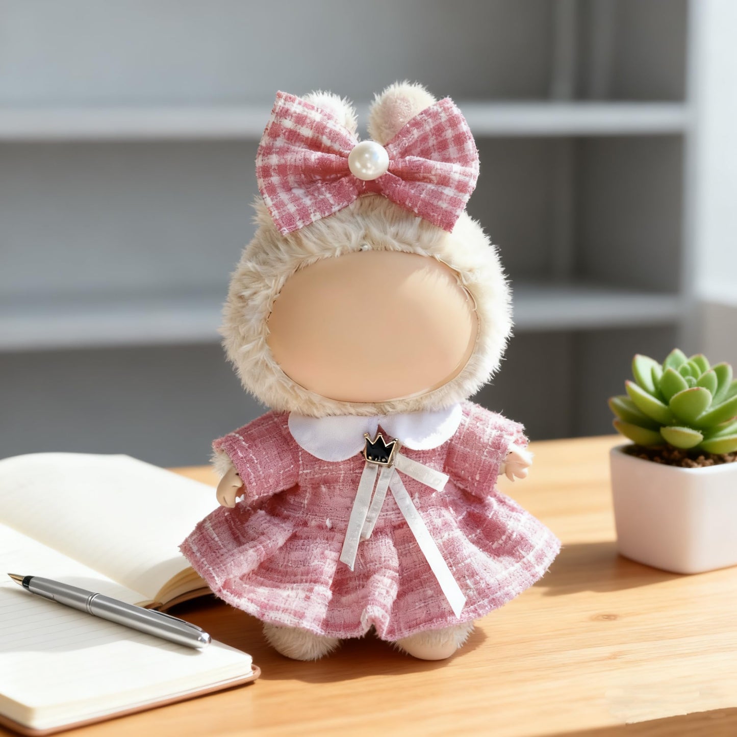Ueuo LABUBU 17cm Doll Clothes – Dress & Hairpin Set for LABUBU Style S