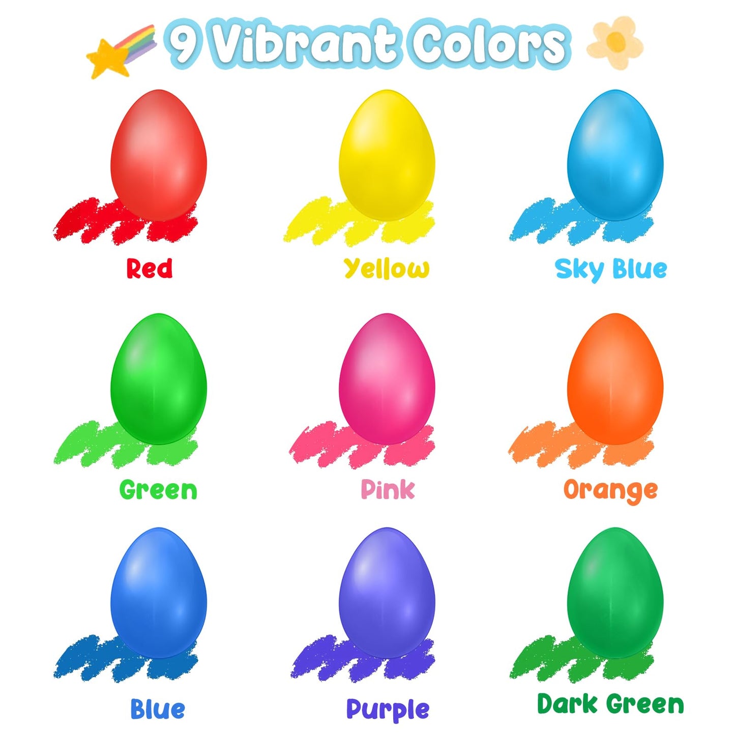 UEXINGOO 9-Color Egg Shaped Crayons – Washable, Easy-Grip for Toddlers