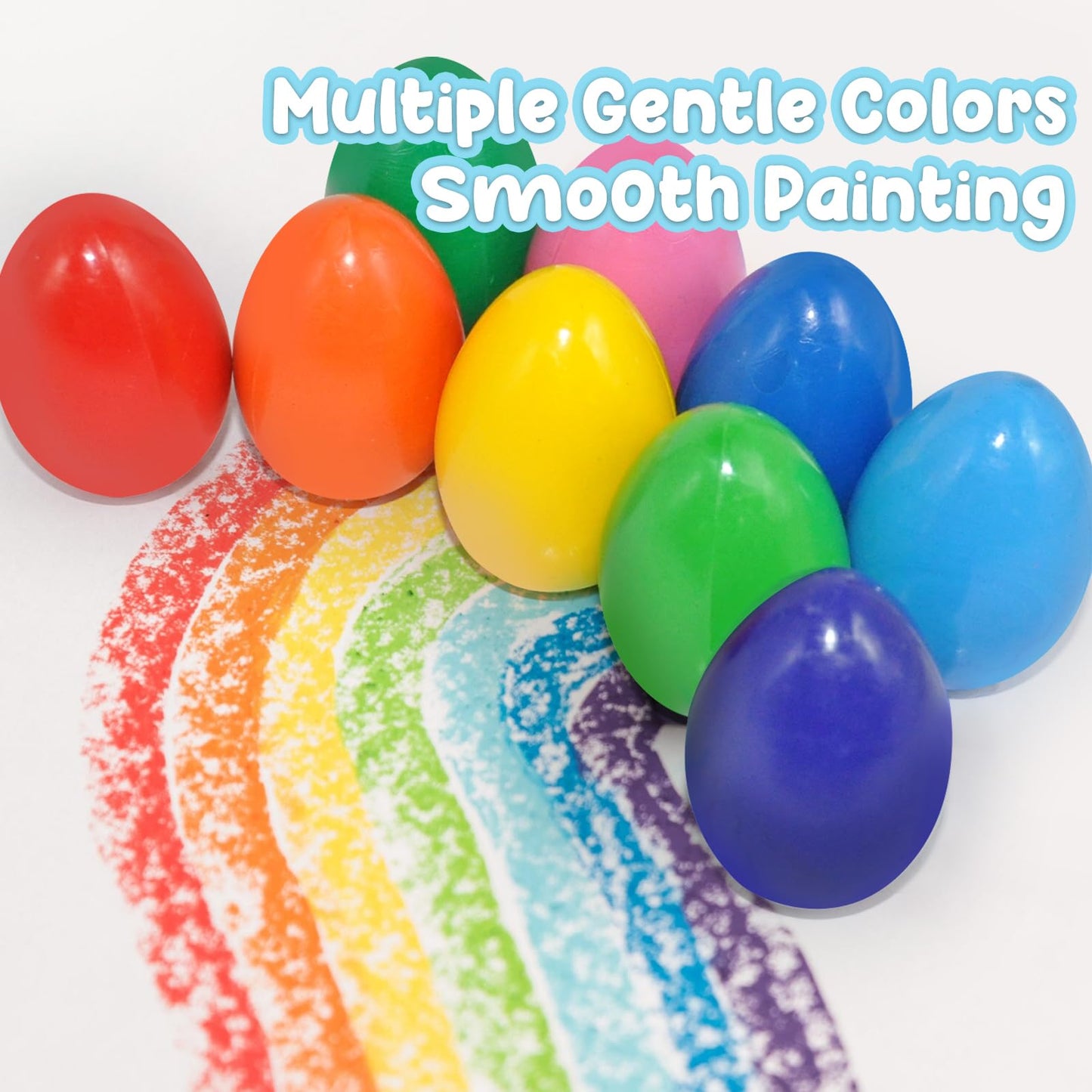 UEXINGOO 9-Color Egg Shaped Crayons – Washable, Easy-Grip for Toddlers
