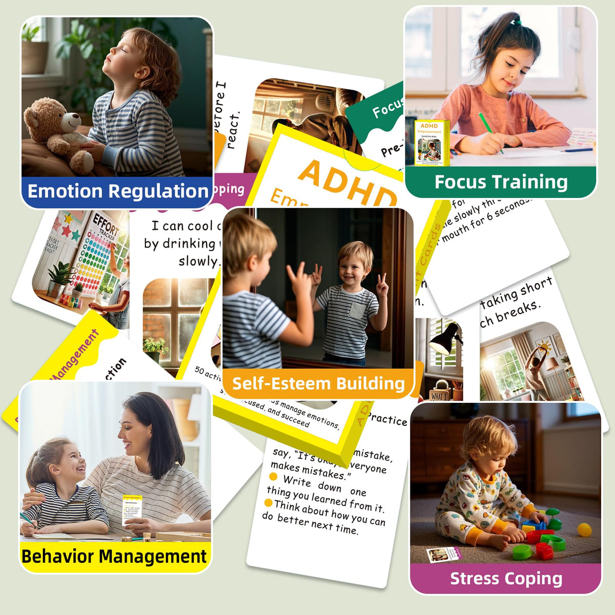 Uflognirz ADHD Tools for Kids (Ages 5-12) - 50 Regulation & Coping Cards