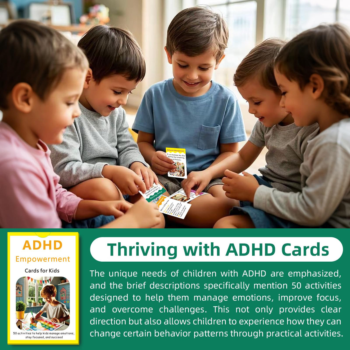 Uflognirz ADHD Tools for Kids (Ages 5-12) - 50 Regulation & Coping Cards
