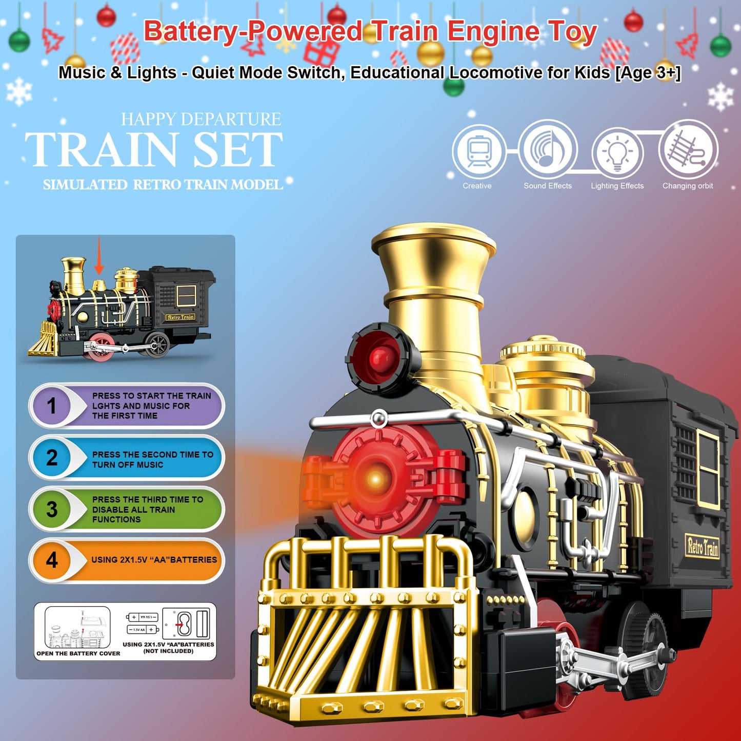 UFULMN Electric Train Set with 3D Elevated Tracks – Lights, Music & Safe Play for Kids 3–7
