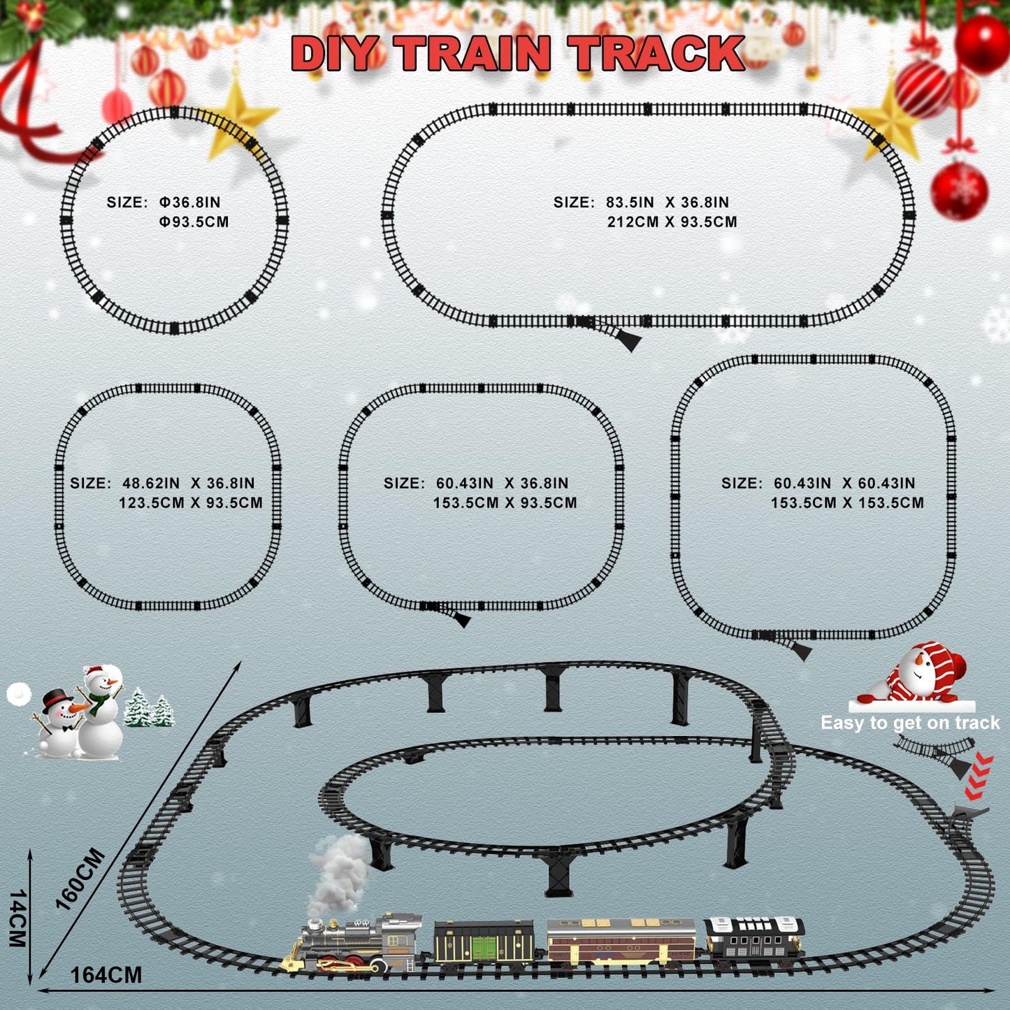 UFULMN Electric Train Set with Double-Layer Tracks – Lights, Sounds & USB Rechargeable Kids Train Toy