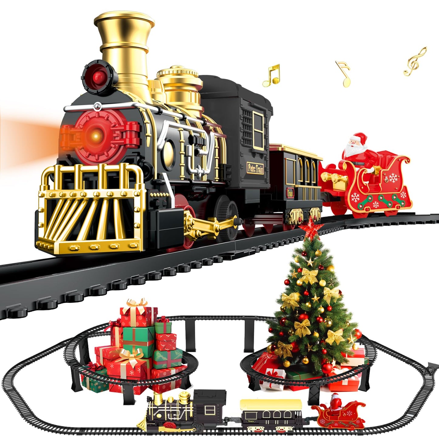 UFULMN Electric Train Set with 3D Elevated Tracks – Lights, Music & Safe Play for Kids 3–7