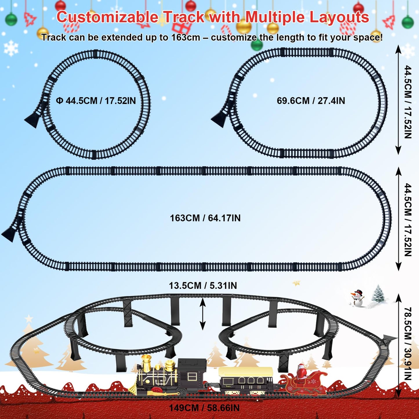UFULMN Electric Train Set with 3D Elevated Tracks – Lights, Music & Safe Play for Kids 3–7