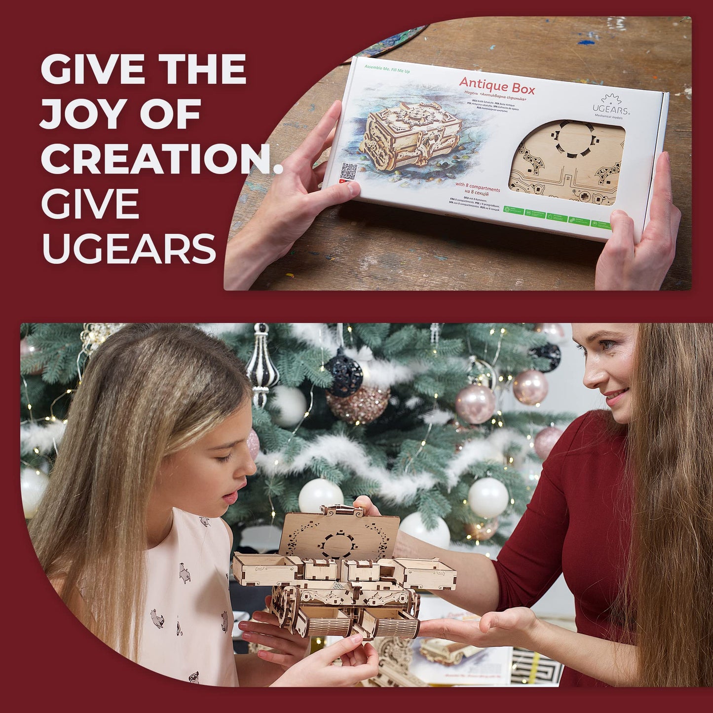 UGEARS Antique Box – 3D Wooden Puzzle for Adults (Jewelry Box)