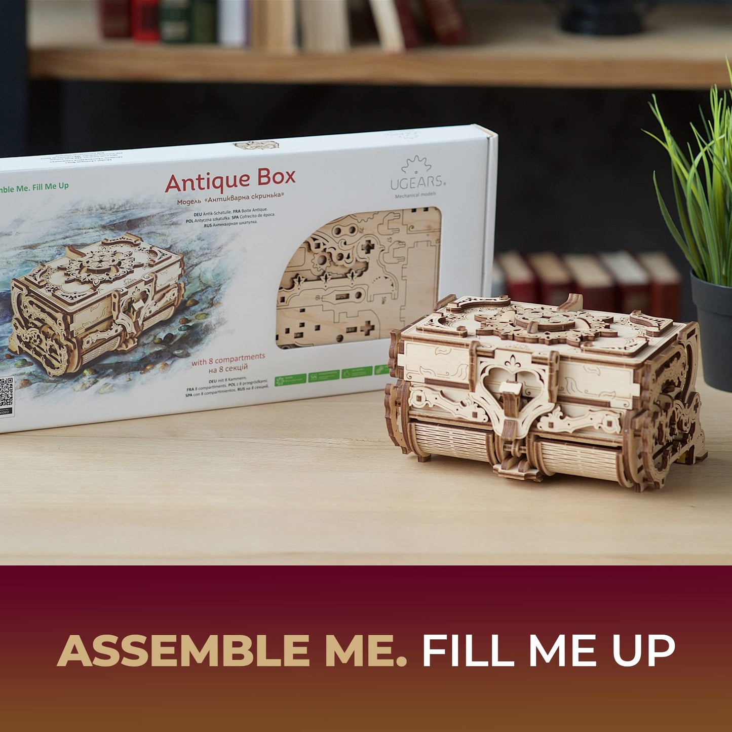 UGEARS Antique Box – 3D Wooden Puzzle for Adults (Jewelry Box)