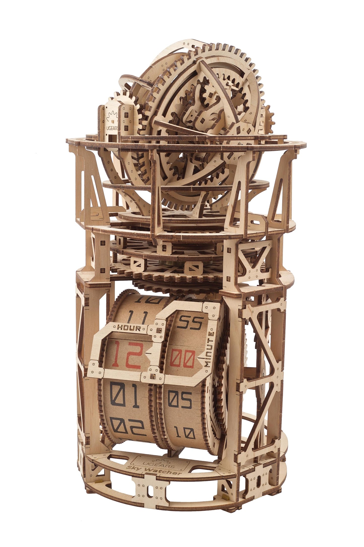 UGEARS Astronomer Table Clock with Tourbillon — 3D Wooden Puzzle Clock Kit for Adults
