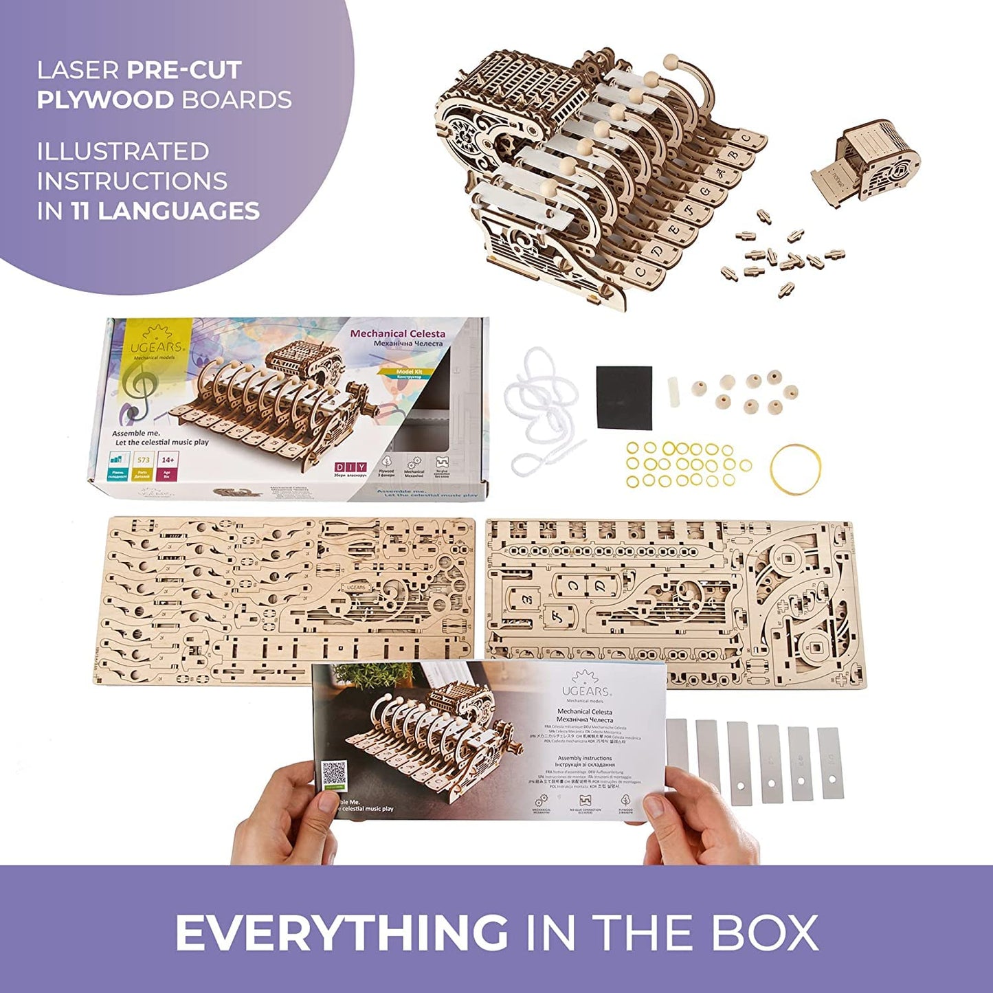 UGEARS Celesta 3D Mechanical Puzzle – Wooden Musical Model Kit