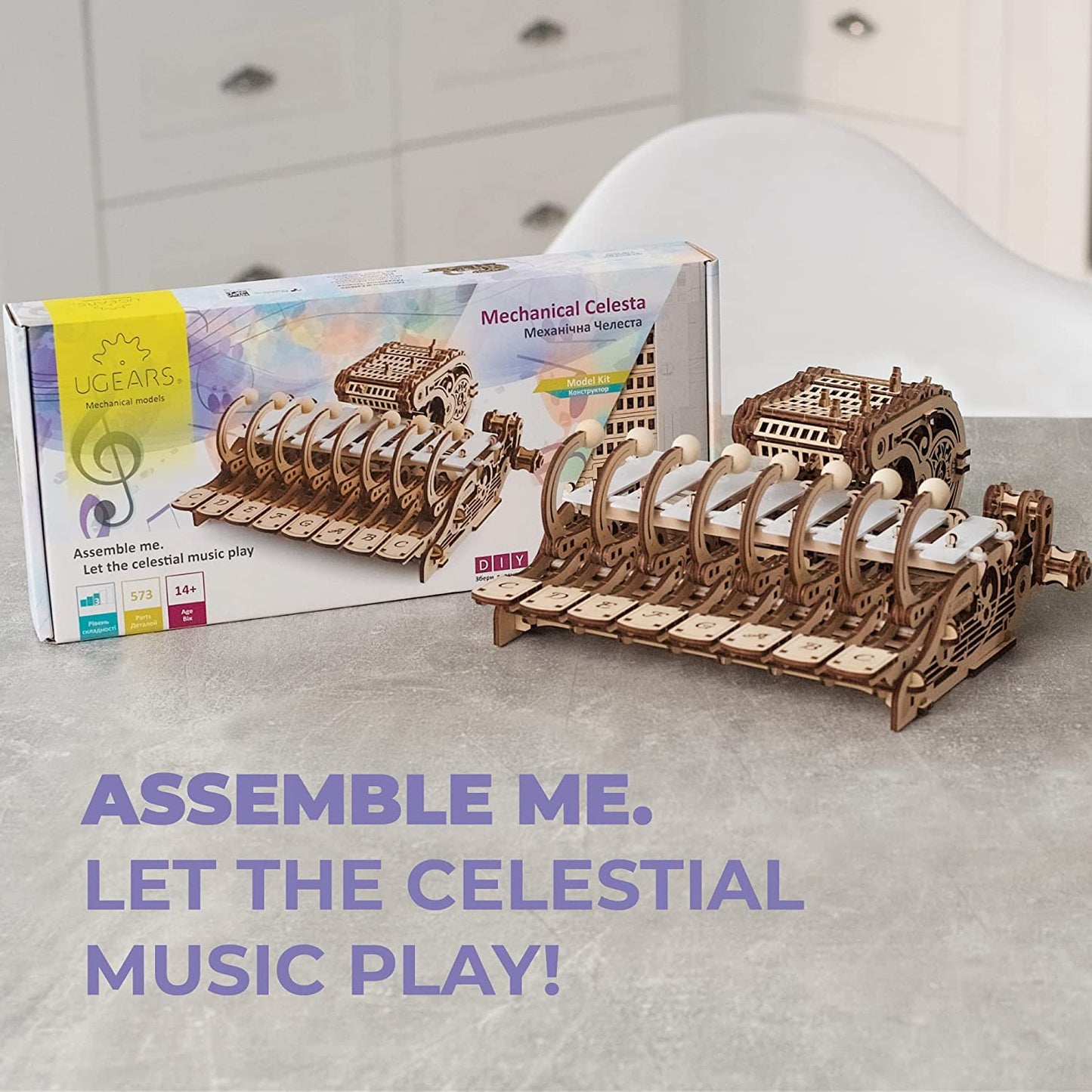 UGEARS Celesta 3D Mechanical Puzzle – Wooden Musical Model Kit