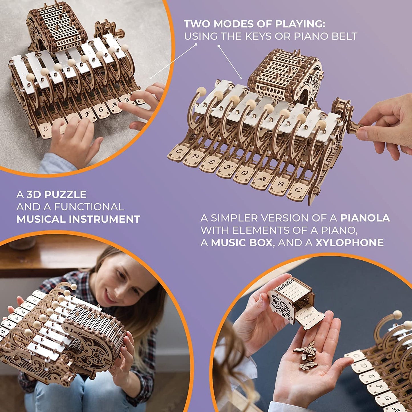 UGEARS Celesta 3D Mechanical Puzzle – Wooden Musical Model Kit