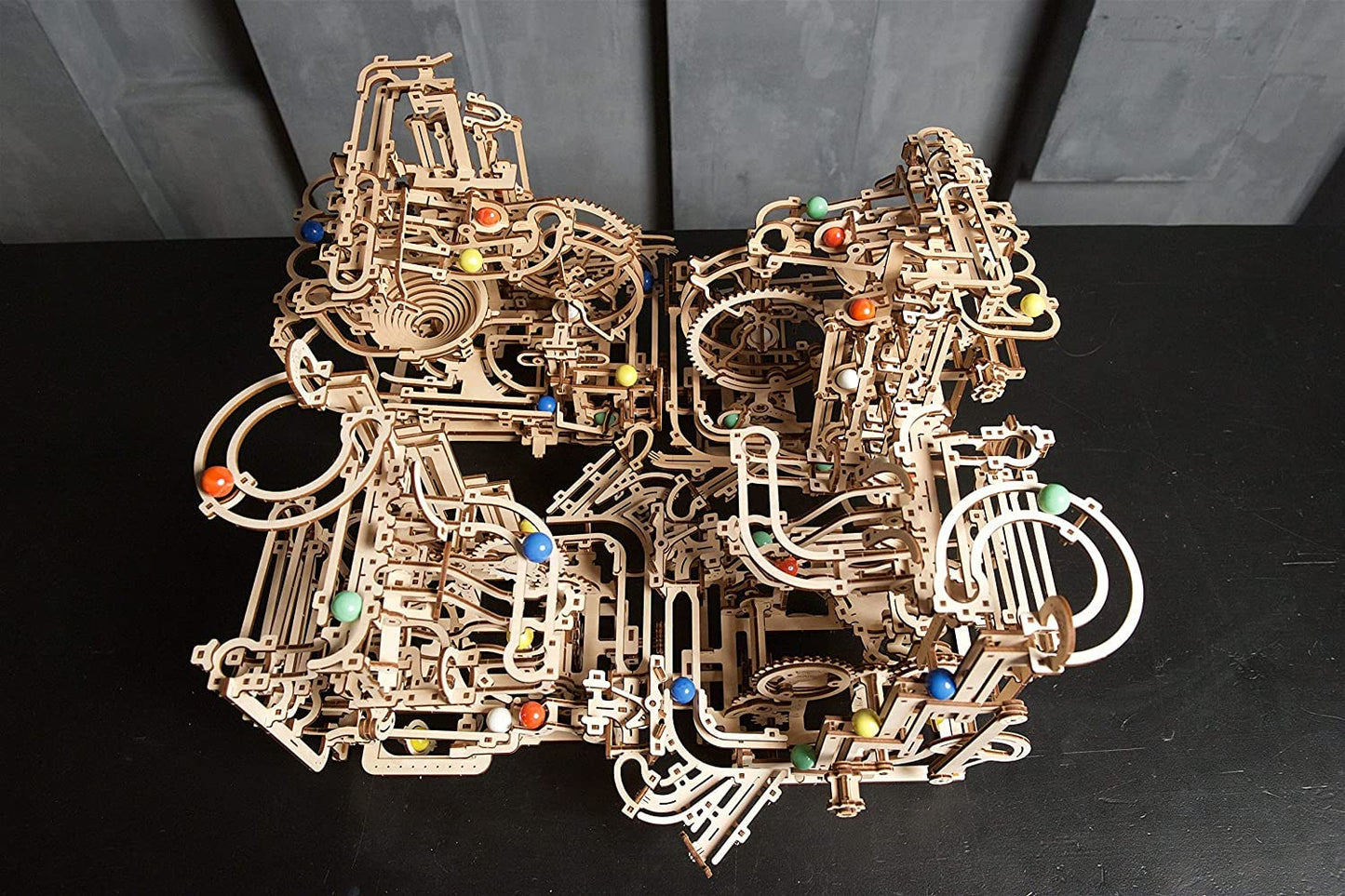 UGEARS Marble Run Tiered Hoist – 3D Wooden Puzzle Kit for Adults | DIY Brain Teaser