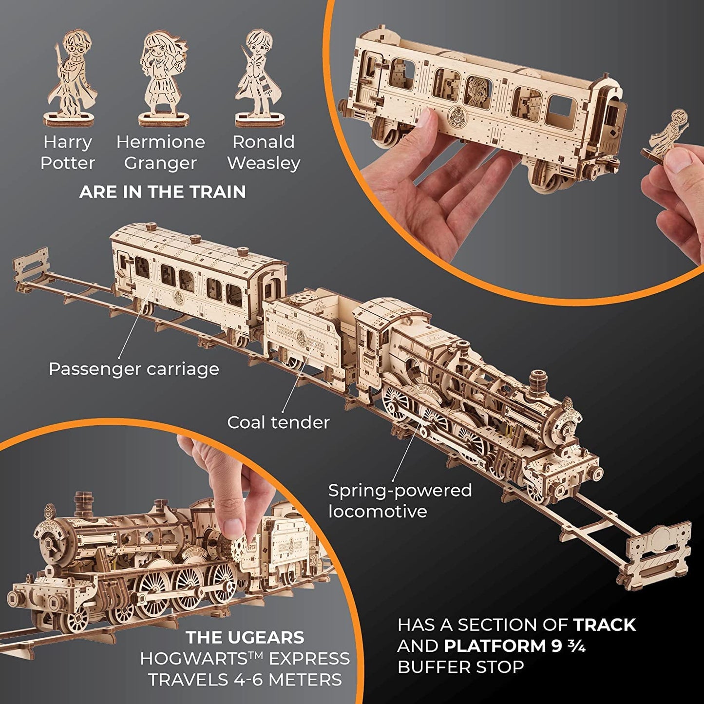UGEARS Hogwarts Express 3D Puzzle – Buildable Wooden Model Train Kit