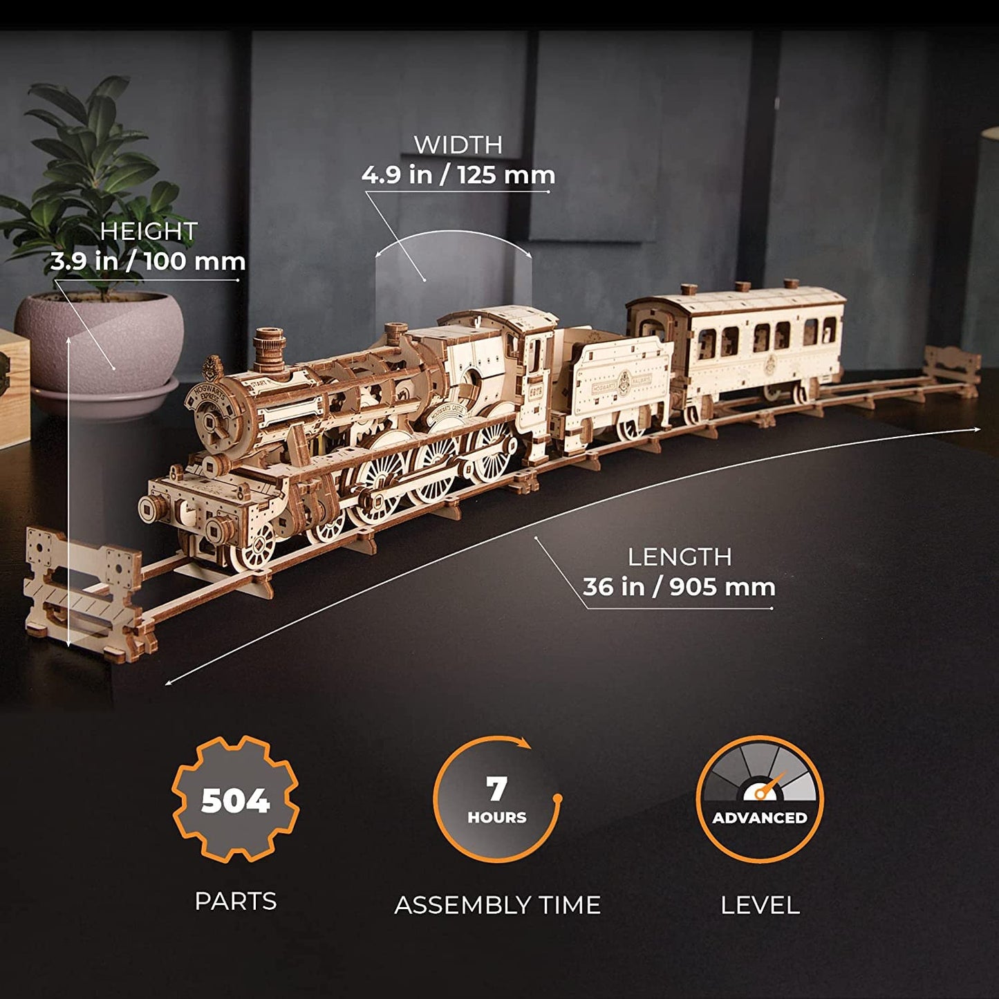 UGEARS Hogwarts Express 3D Puzzle – Buildable Wooden Model Train Kit
