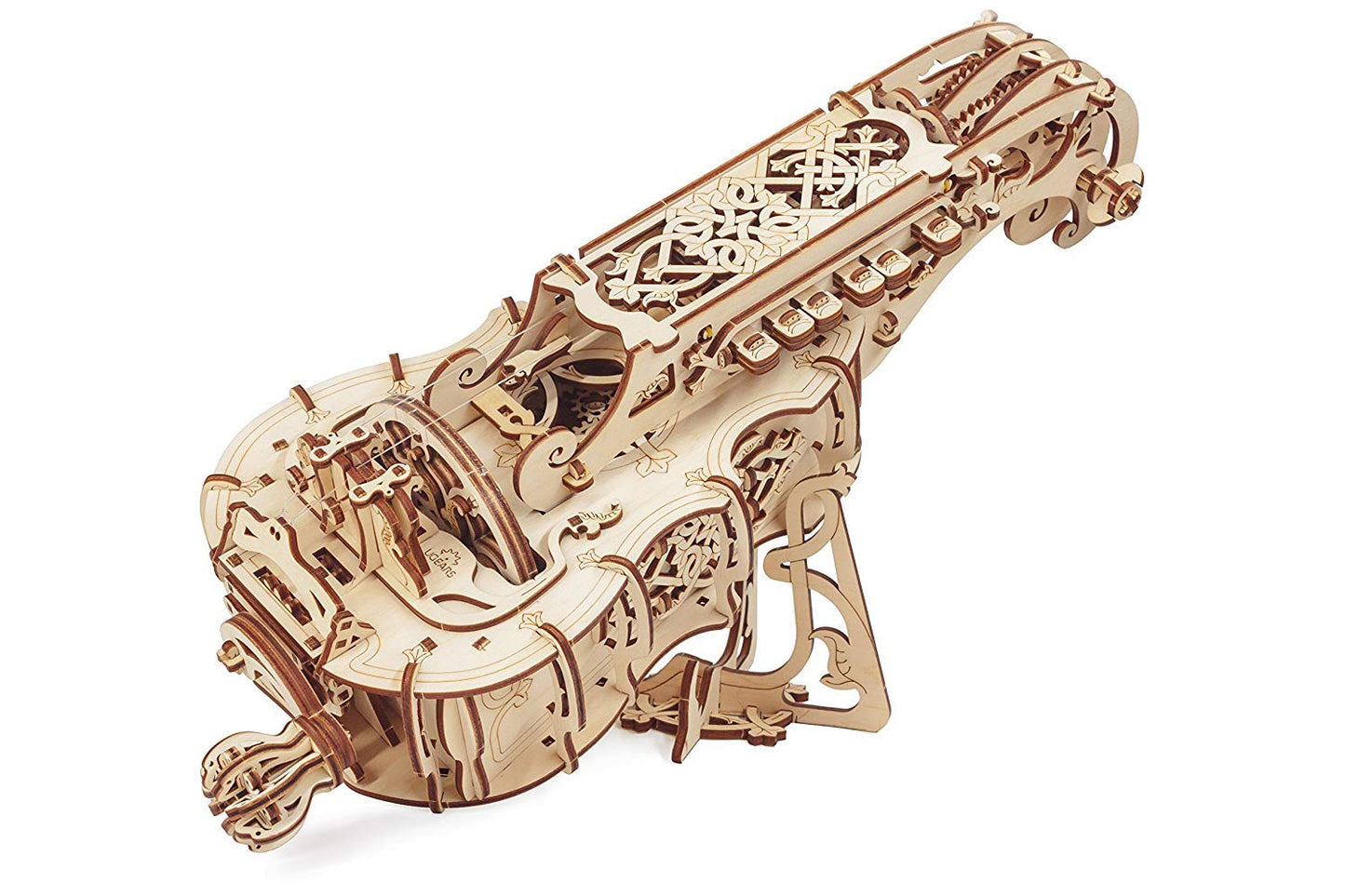 UGEARS Hurdy-Gurdy 3D Puzzle Kit for Adults – Mechanical Wooden Instrument