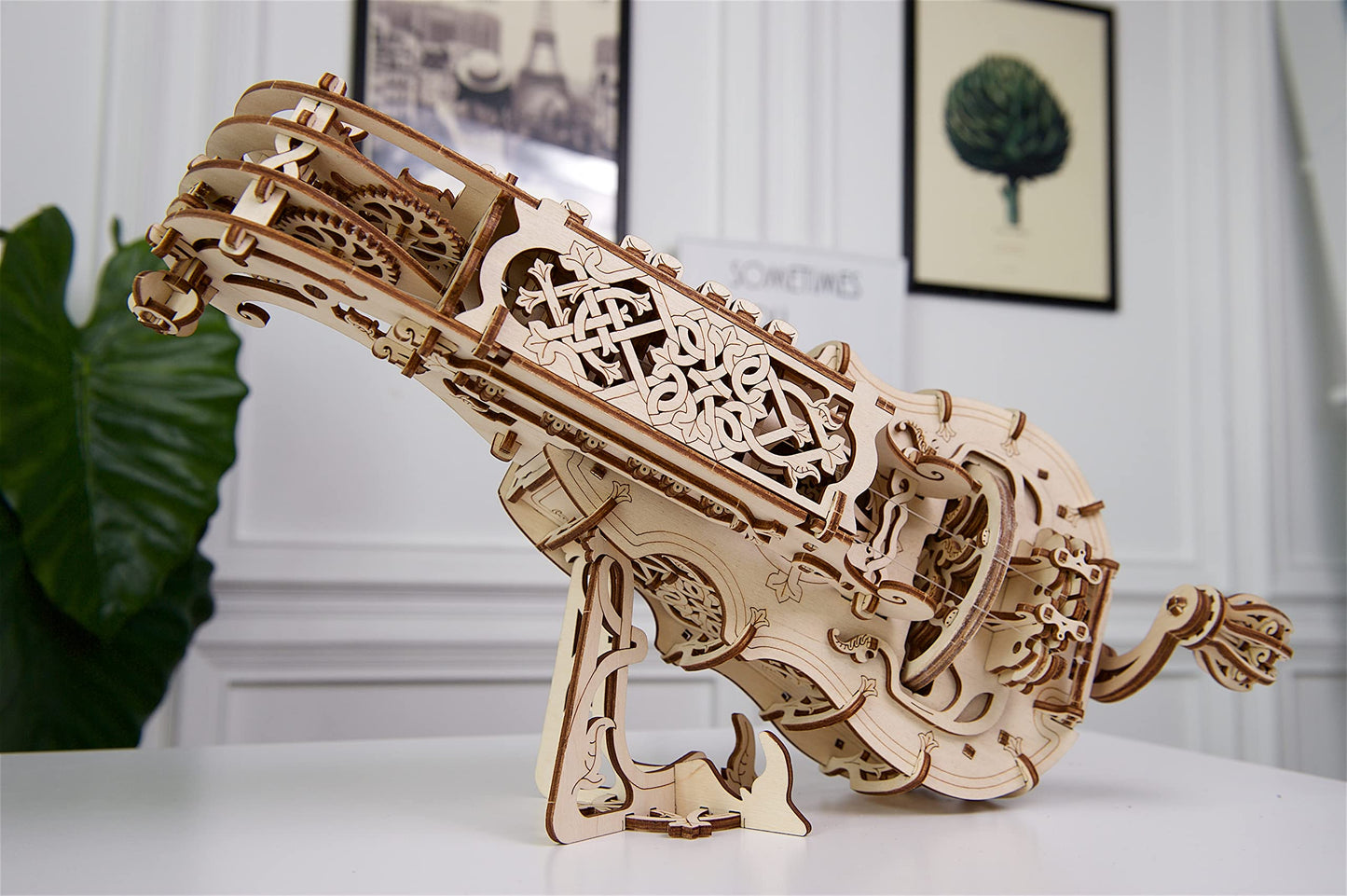 UGEARS Hurdy-Gurdy 3D Puzzle Kit for Adults – Mechanical Wooden Instrument