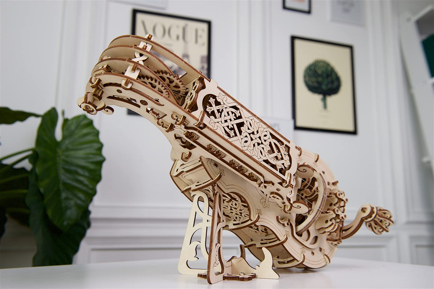 UGEARS Hurdy-Gurdy 3D Puzzle Kit for Adults – Mechanical Wooden Instrument