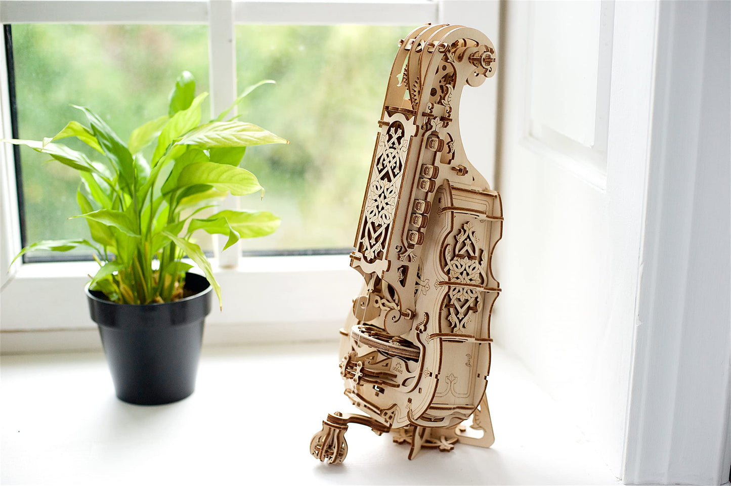 UGEARS Hurdy-Gurdy 3D Puzzle Kit for Adults – Mechanical Wooden Instrument