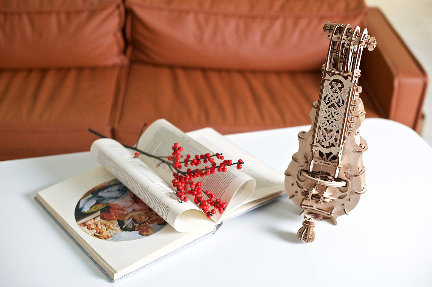 UGEARS Hurdy-Gurdy 3D Puzzle Kit for Adults – Mechanical Wooden Instrument