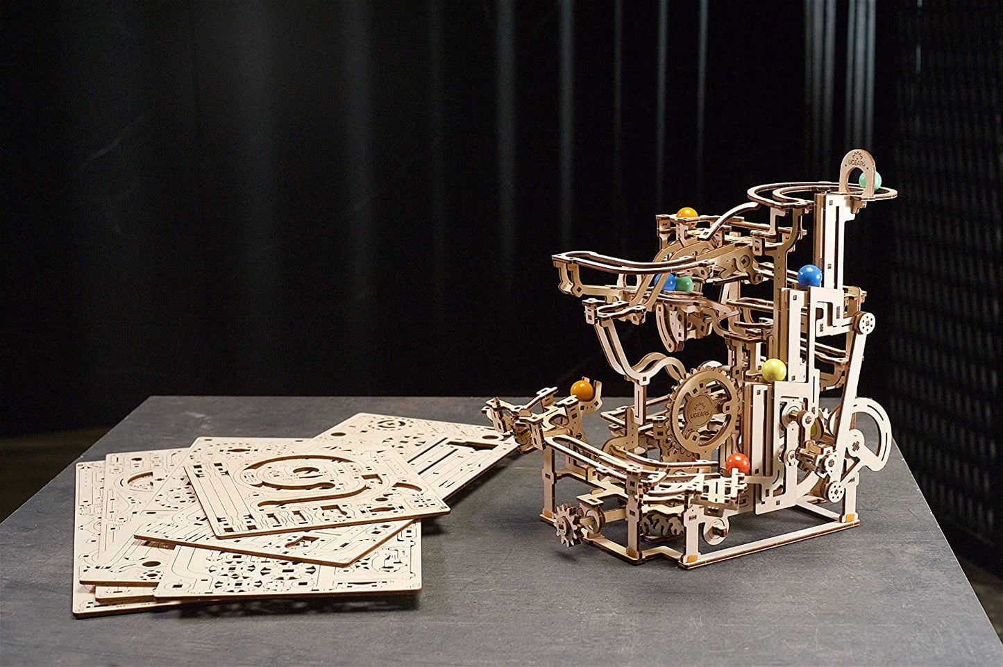 UGEARS Marble Run Tiered Hoist – 3D Wooden Puzzle Kit for Adults | DIY Brain Teaser