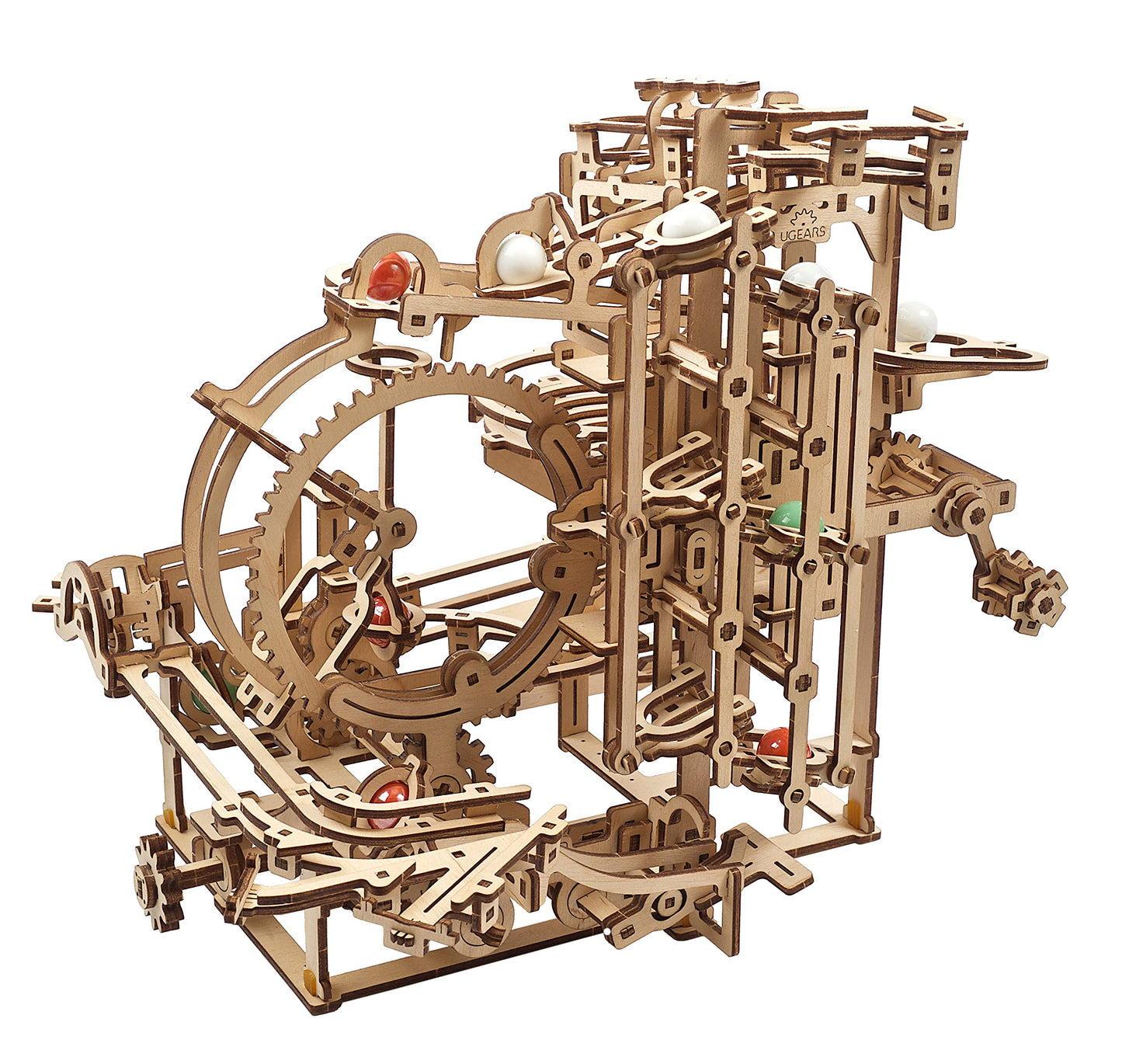 UGEARS Wooden Marble Run Stepped Hoist – 355-Piece Mechanical 3D Puzzle Kit for Adults