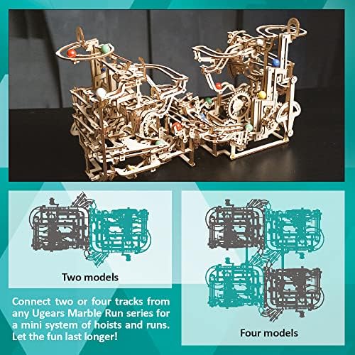 UGEARS Wooden Marble Run Stepped Hoist – 355-Piece Mechanical 3D Puzzle Kit for Adults