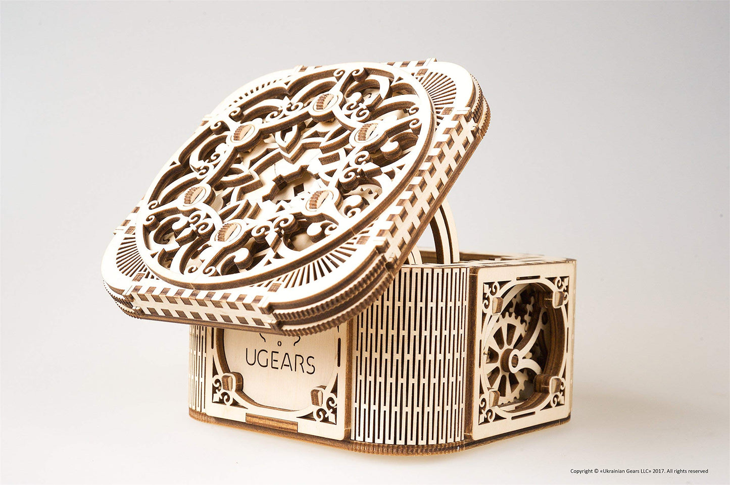 UGEARS Treasure Box with Key – 3D Wooden Puzzle for Adults, Hidden Compartment & Gear Mechanisms