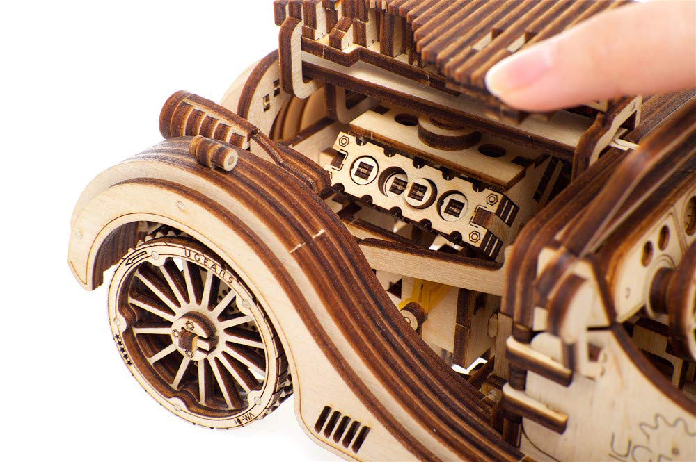 UGEARS VM-01 Roadster: 3D Wooden Mechanical Car DIY Kit