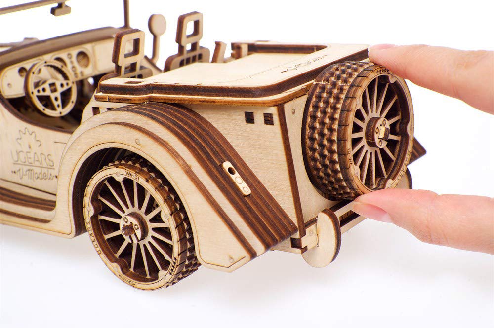 UGEARS VM-01 Roadster: 3D Wooden Mechanical Car DIY Kit