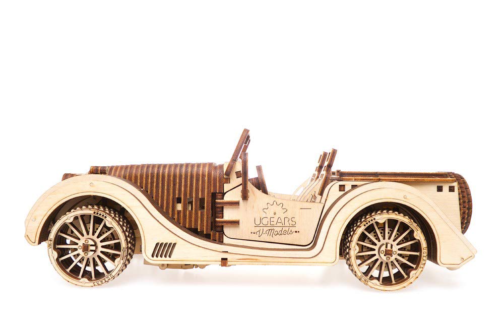 UGEARS VM-01 Roadster: 3D Wooden Mechanical Car DIY Kit