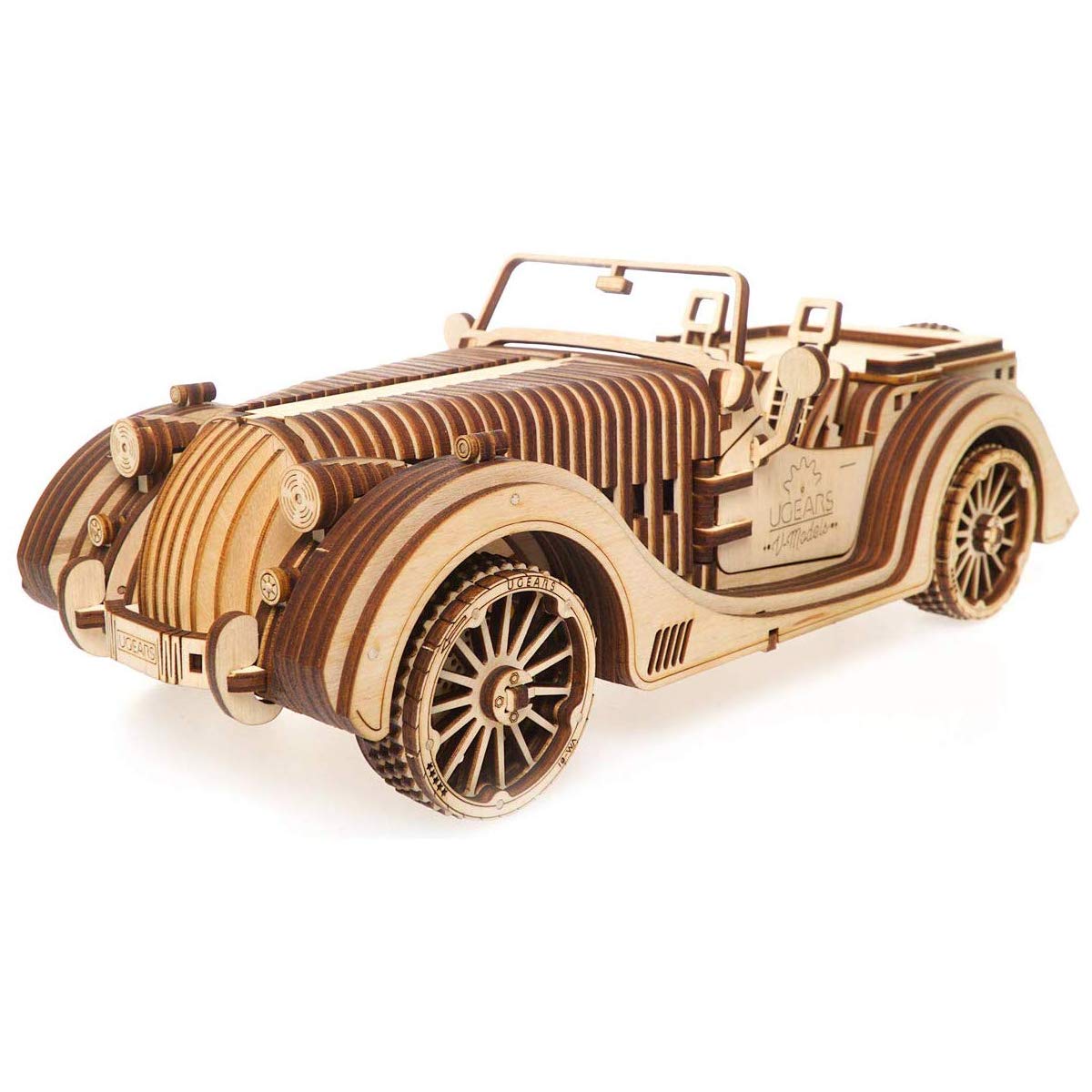 UGEARS VM-01 Roadster: 3D Wooden Mechanical Car DIY Kit