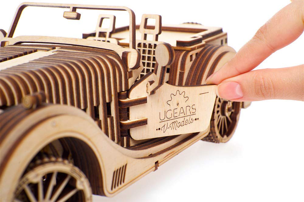 UGEARS VM-01 Roadster: 3D Wooden Mechanical Car DIY Kit