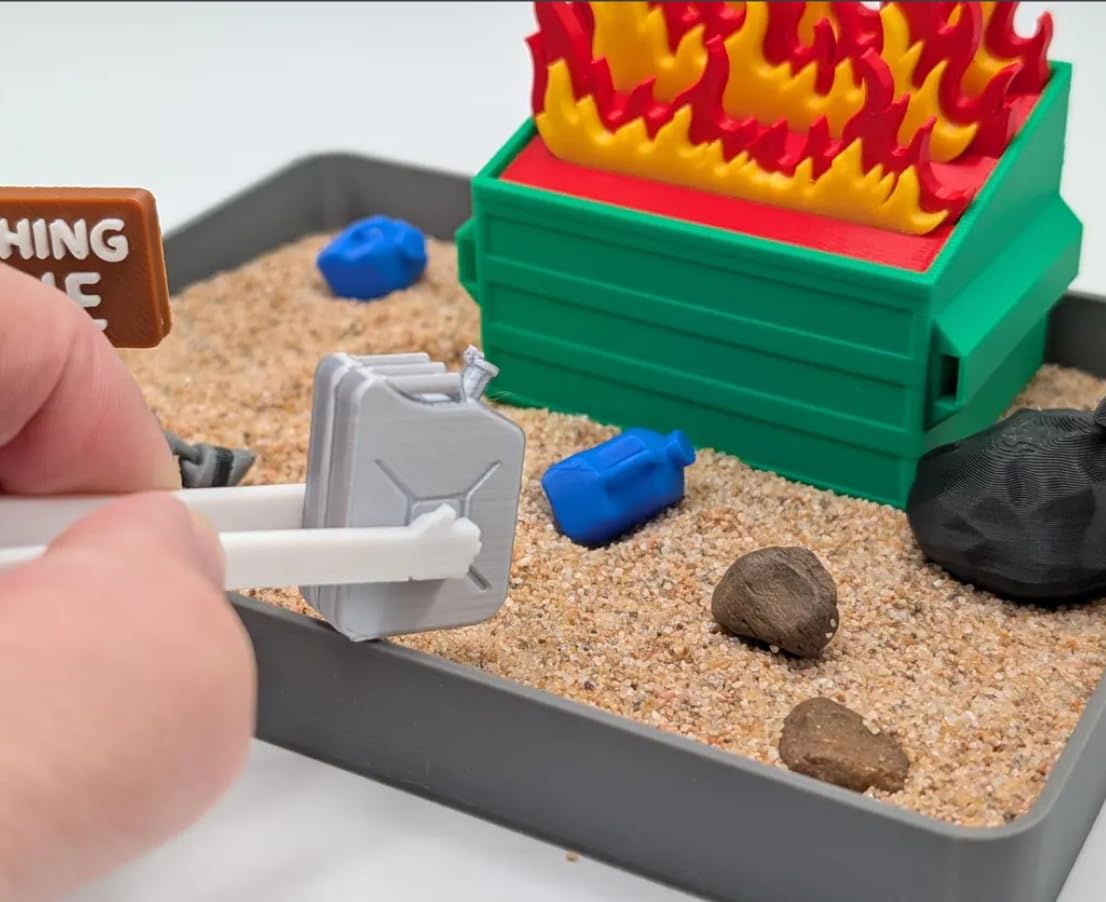 UglaForge Dumpster Fire Zen Garden – Handcrafted Desk Zen Decor