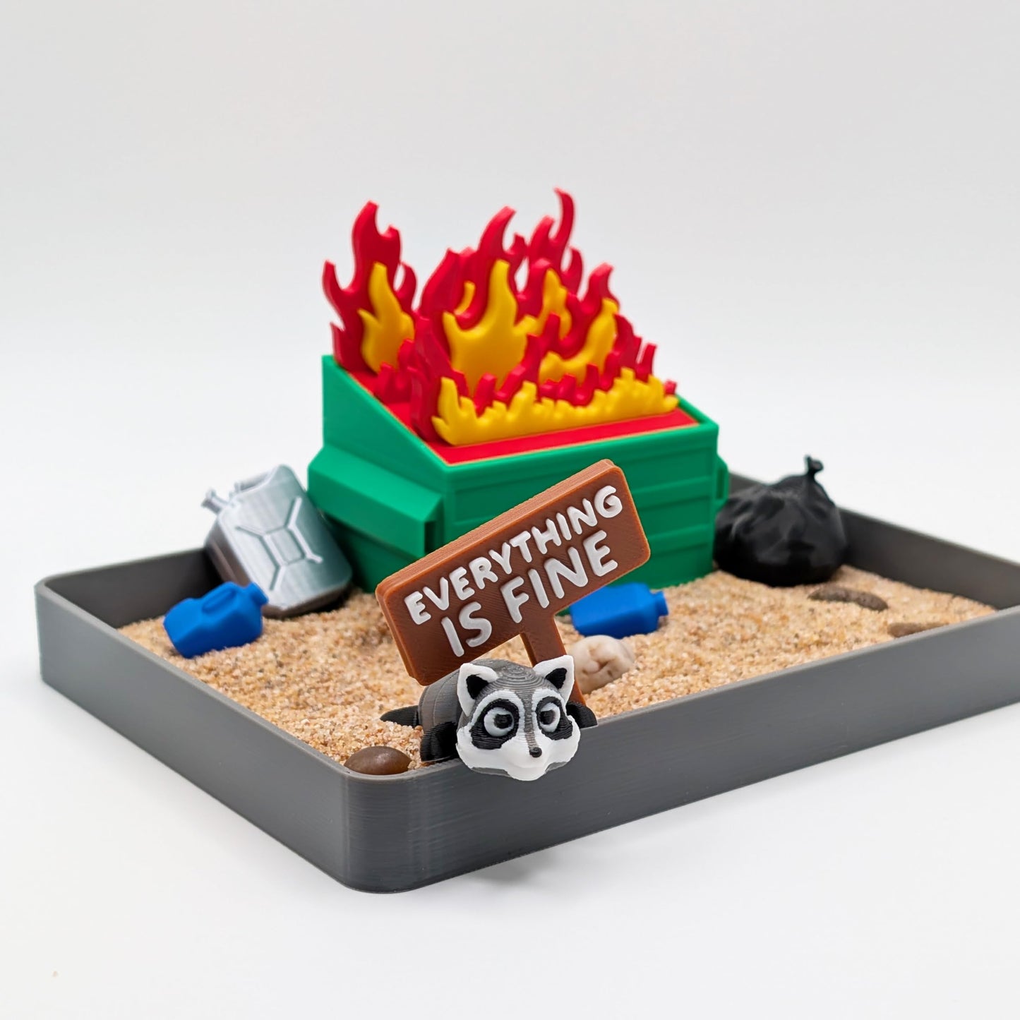 UglaForge Dumpster Fire Zen Garden – Handcrafted Desk Zen Decor