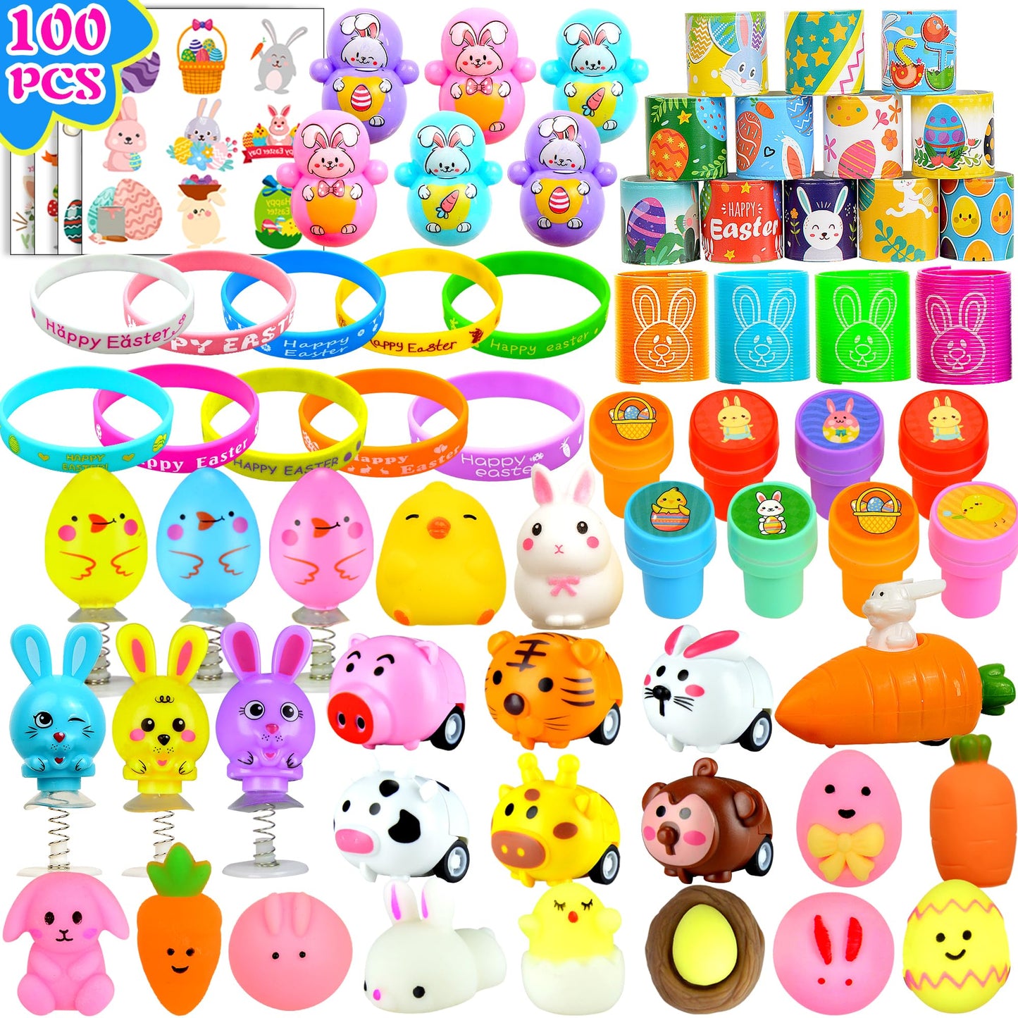 U-Goforst 100 Pack Easter Egg Fillers – Kids’ Party Favors & Egg Hunt Toys