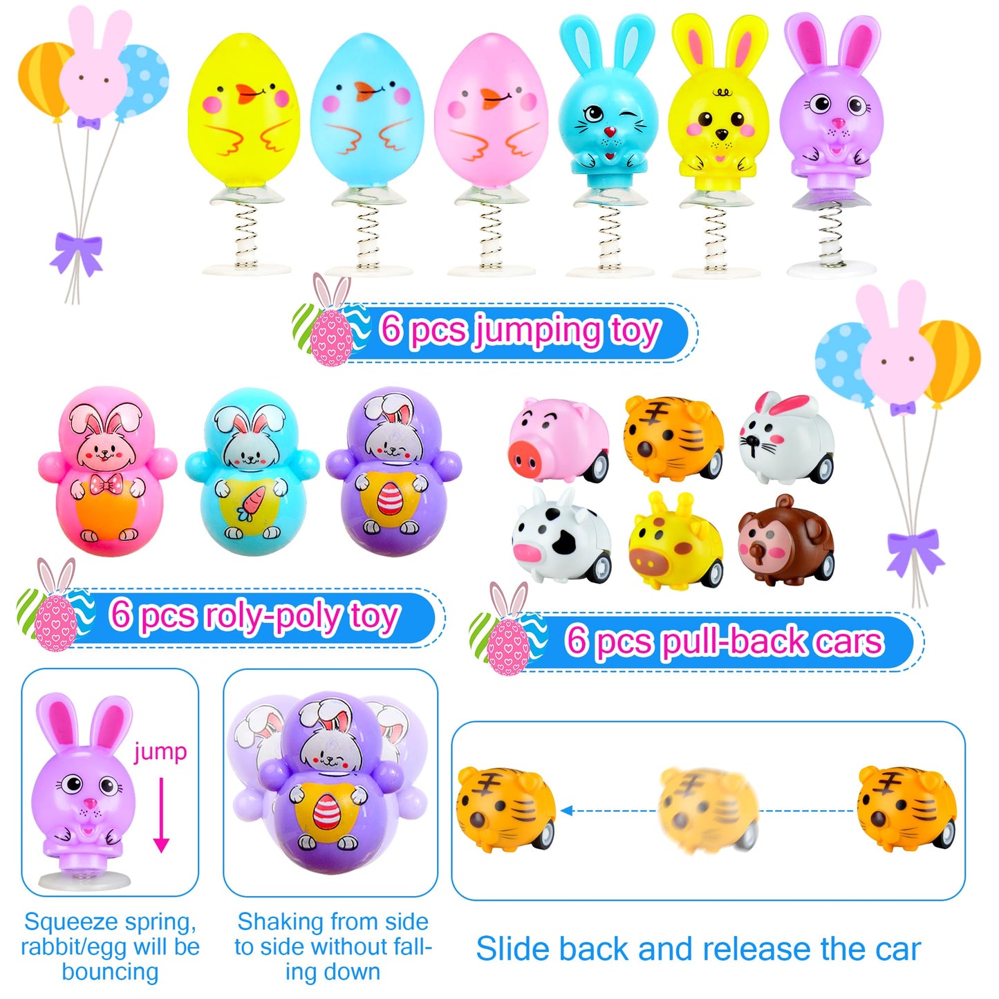 U-Goforst 100 Pack Easter Egg Fillers – Kids’ Party Favors & Egg Hunt Toys