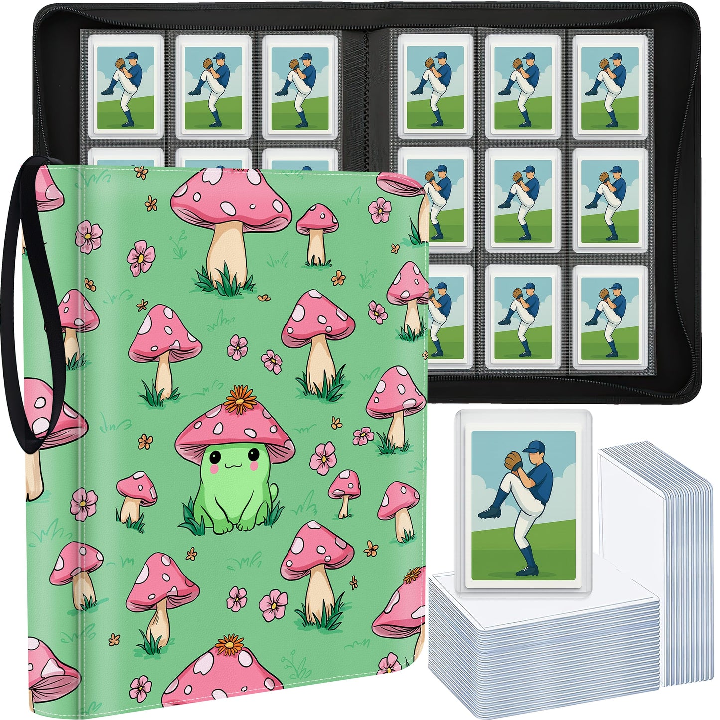 UGYAZX Toploader Binder: 360-Capacity, 50 Top Loaders, 3x4 Card Pockets, Water-Resistant PU Cover