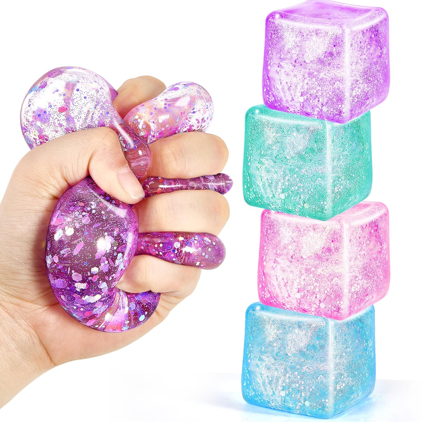 UGYWI Squishy Fidget Cube 4 Pack – Large 2.16'' Sensory Squeeze Toys for Kids & Adults