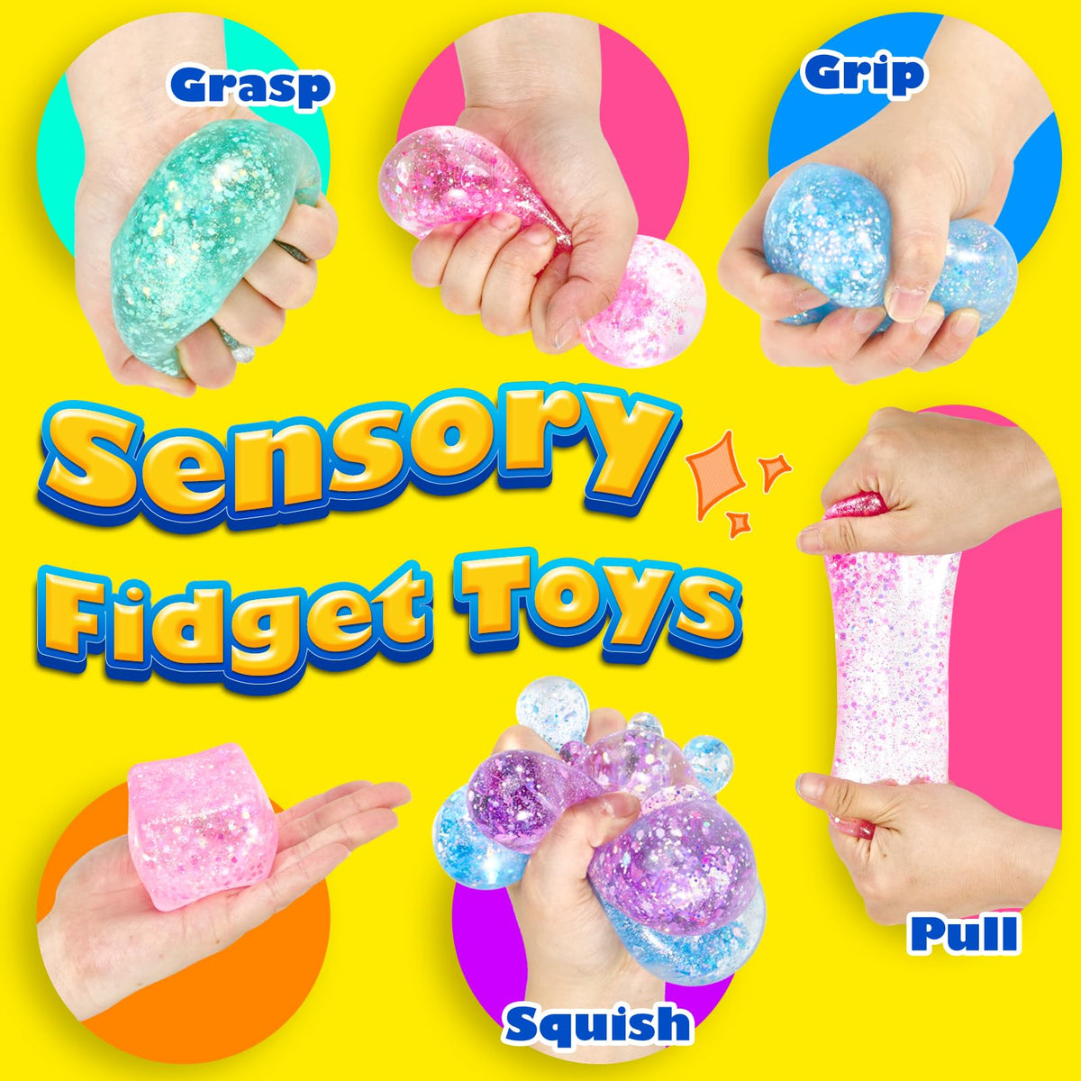 UGYWI Squishy Fidget Cube 4 Pack – Large 2.16'' Sensory Squeeze Toys for Kids & Adults