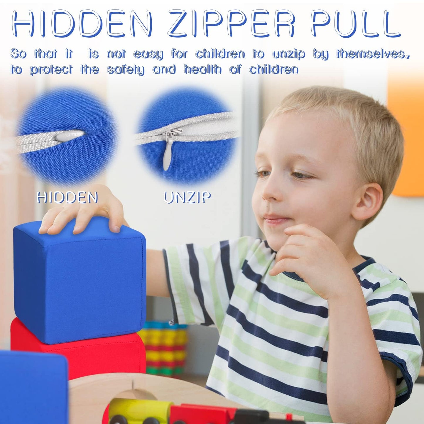 UHAPPYEE Foam Blocks for Toddlers 1-3 | 12 Soft Foam Cubes (5.5-inch) | Colourful Stacking Blocks