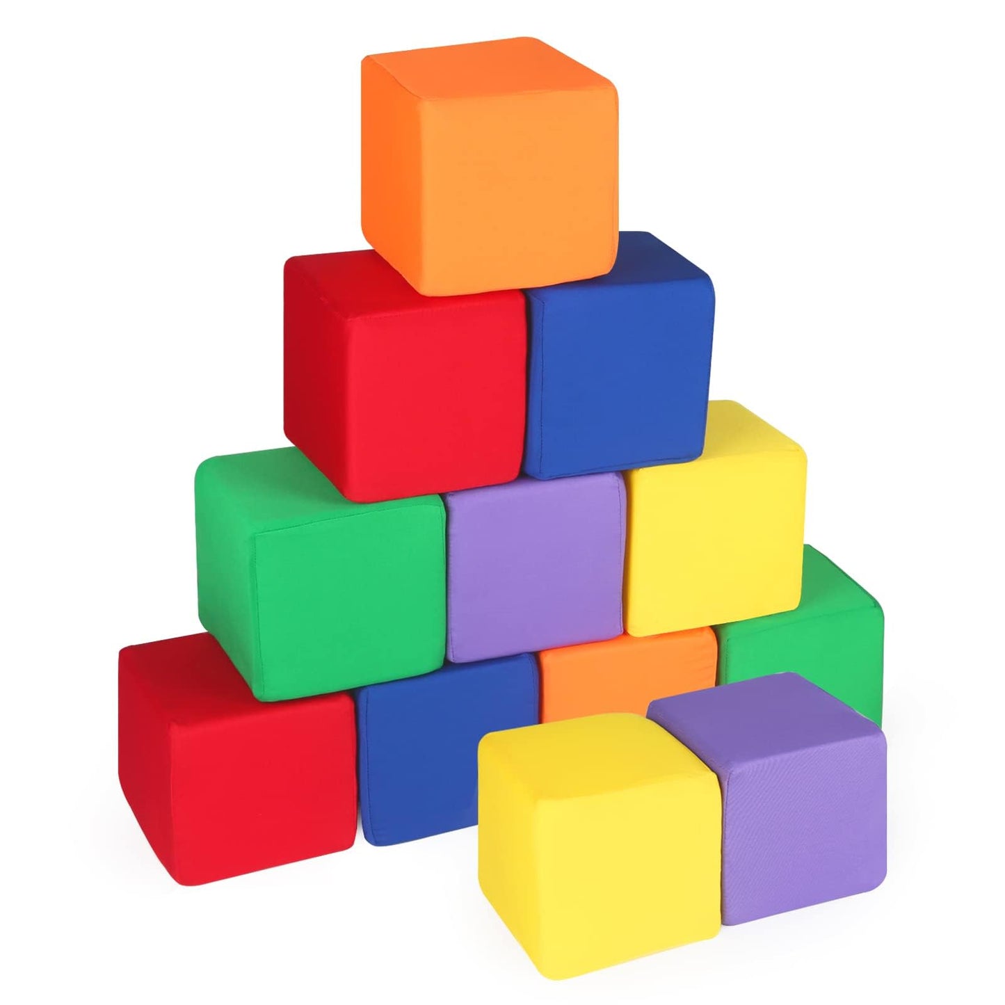 UHAPPYEE Foam Blocks for Toddlers 1-3 | 12 Soft Foam Cubes (5.5-inch) | Colourful Stacking Blocks