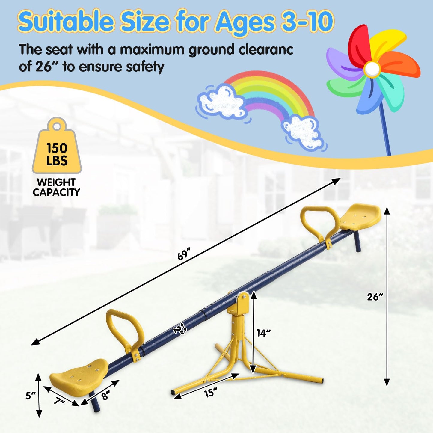 UIABOPZ Teeter Totter – 360° See Saw for Kids Aged 3-10