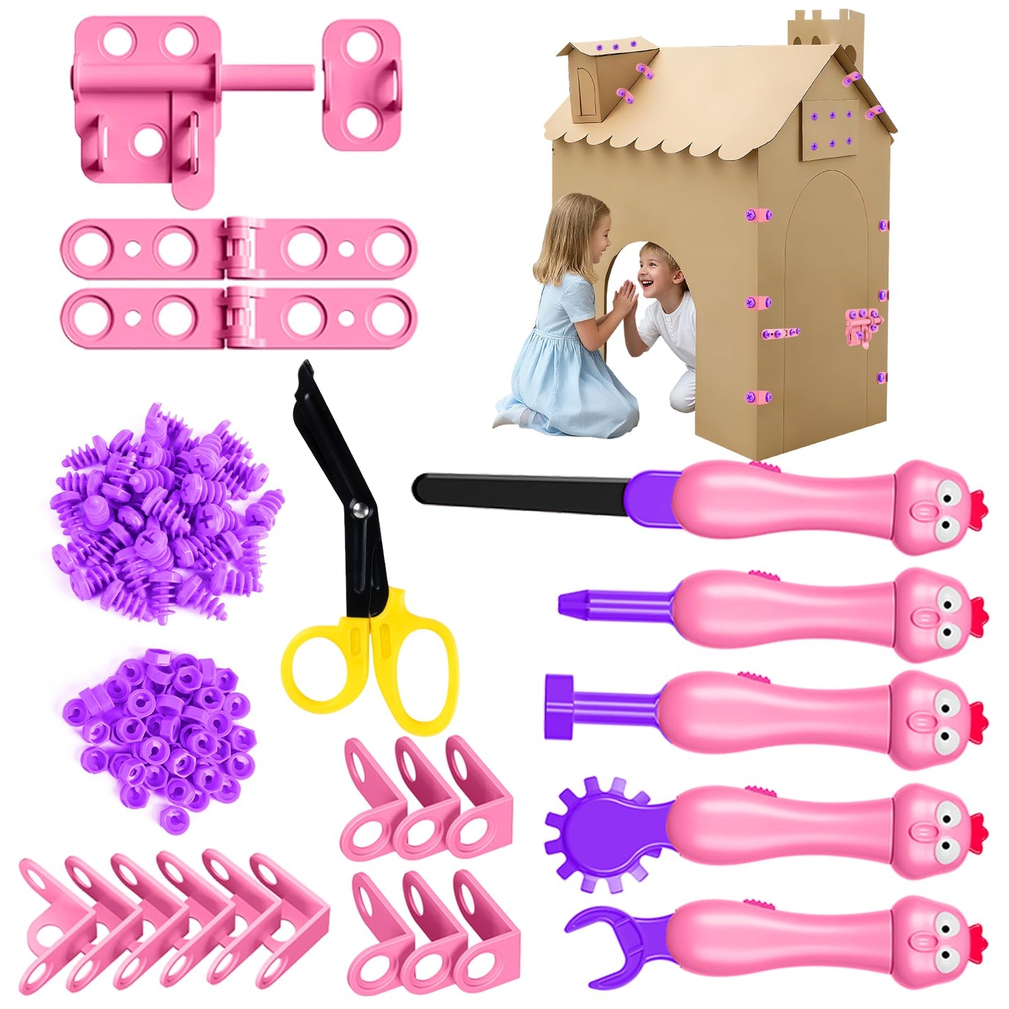 Uieeone Cardboard Cutter for Kids – 122 PCS Safe Cardboard Tools | Educational STEM Toys for Ages 5-9