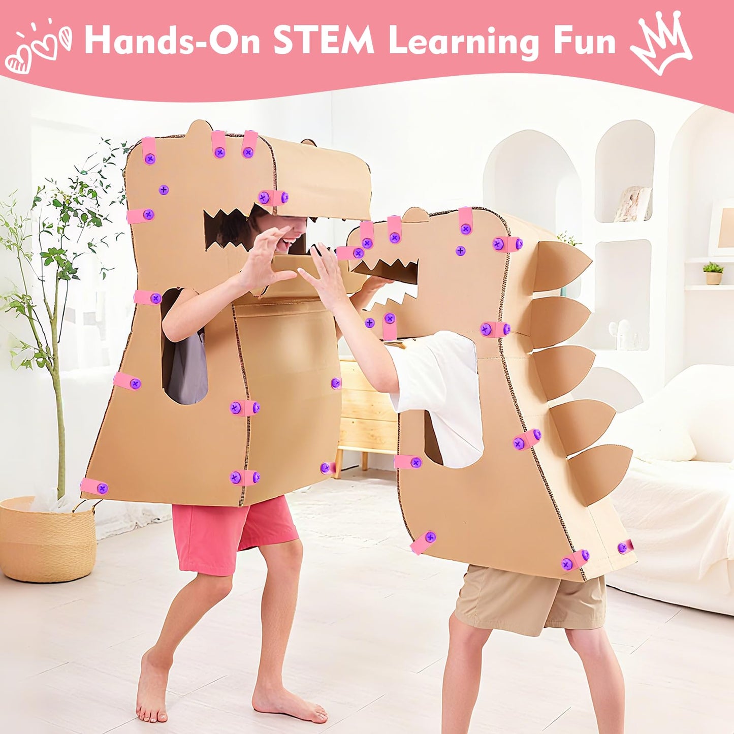 Uieeone Cardboard Cutter for Kids – 122 PCS Safe Cardboard Tools | Educational STEM Toys for Ages 5-9