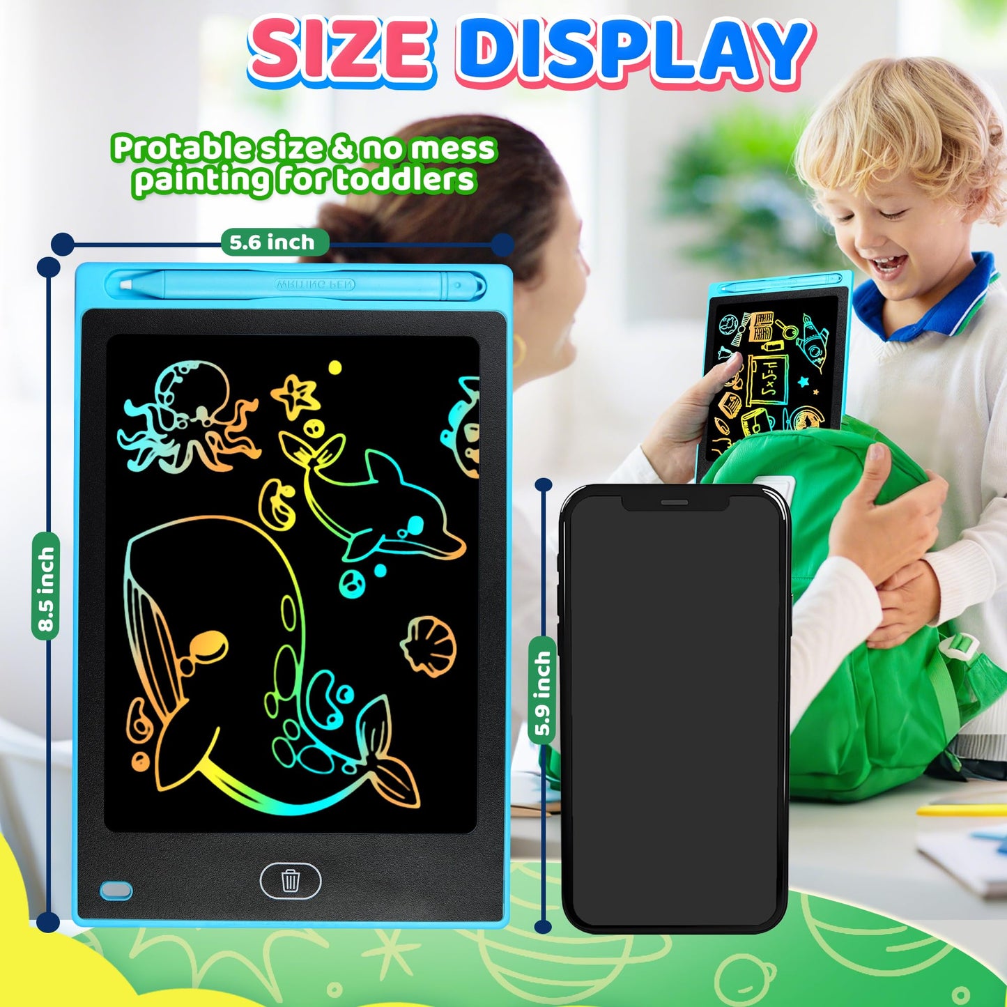 UIIOPJIOM 4-Pack 8.5-Inch LCD Writing Tablet for Kids | Doodle & Learn
