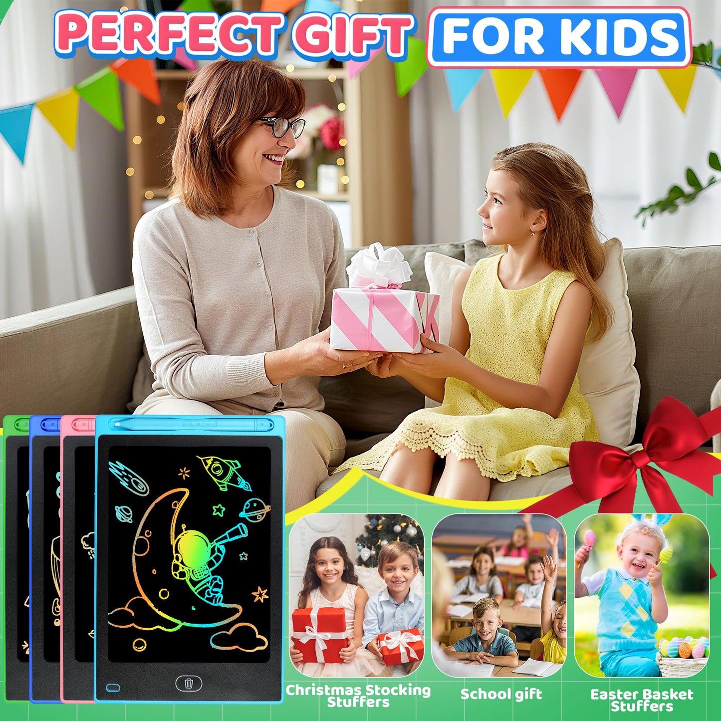 UIIOPJIOM 4-Pack 8.5-Inch LCD Writing Tablet for Kids | Doodle & Learn