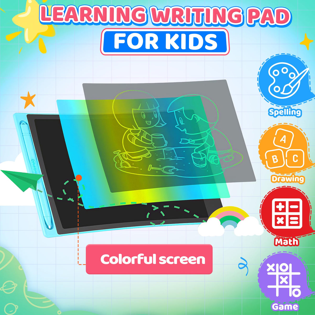 UIIOPJIOM 4-Pack 8.5-Inch LCD Writing Tablet for Kids | Doodle & Learn