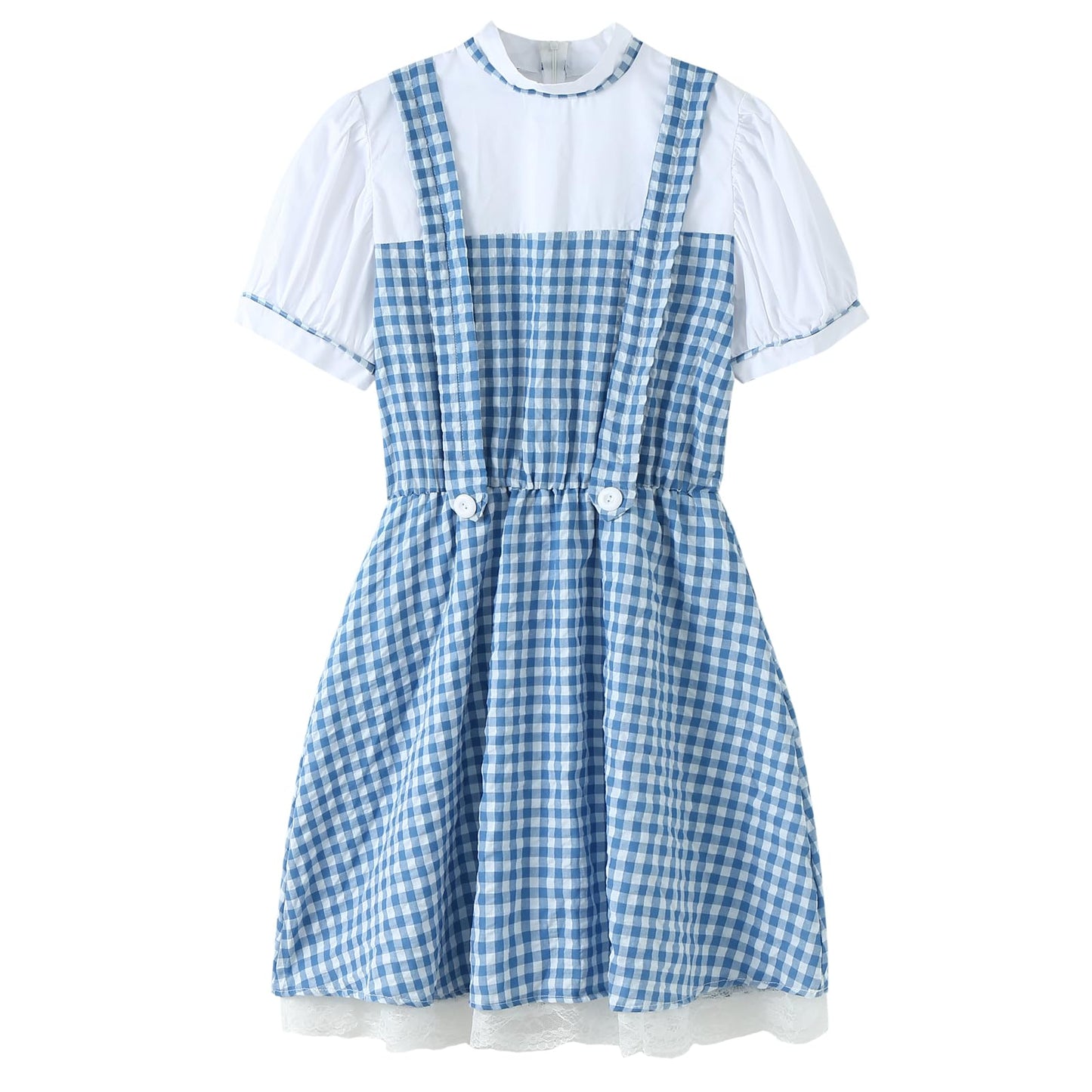 UIMLK Halloween Costume Dress for Girls - Blue Gingham Storybook Outfit (3-4 Years)
