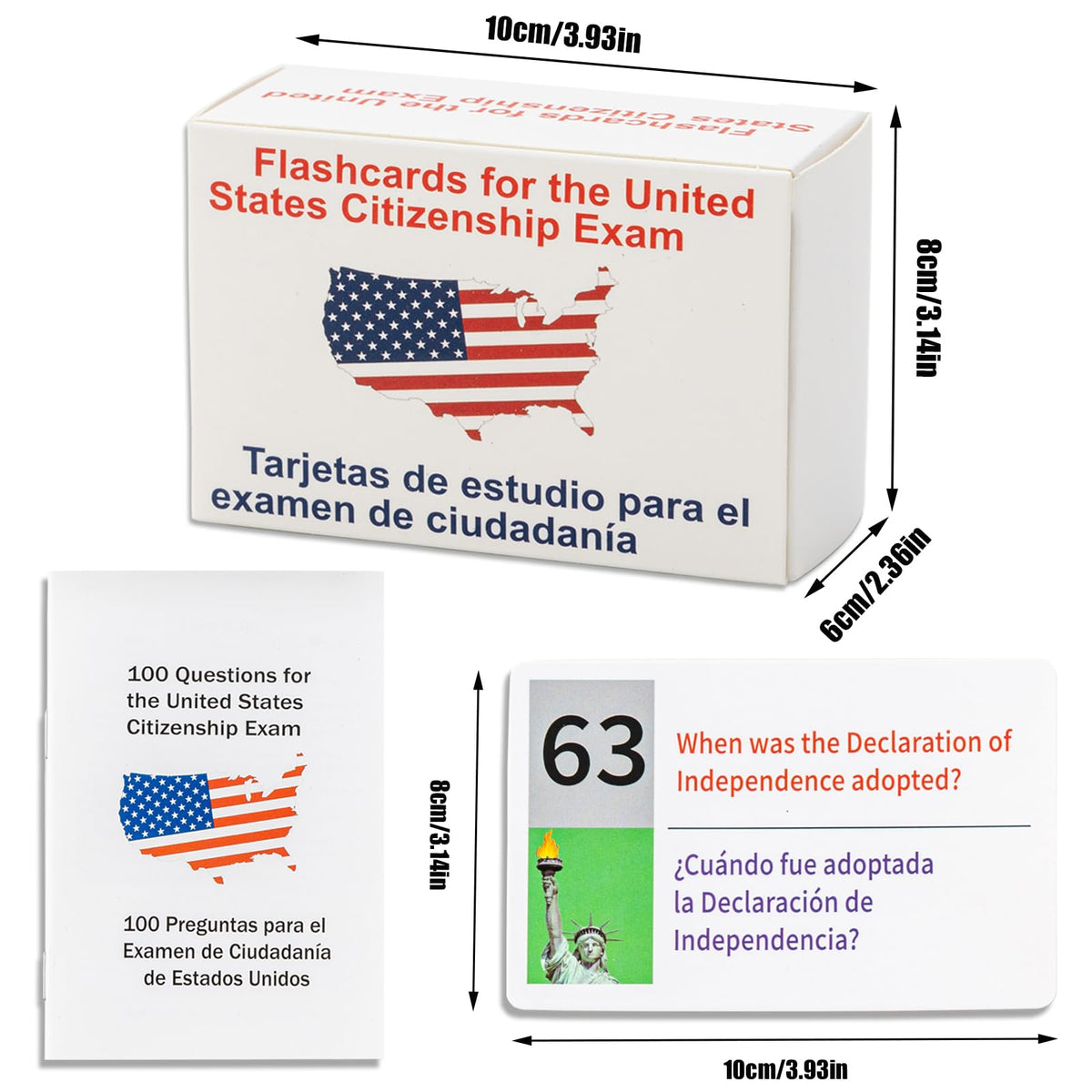 UIONML US Civic Test Flash Cards 2026 – Bilingual English & Spanish (100 Questions) – Citizenship Prep