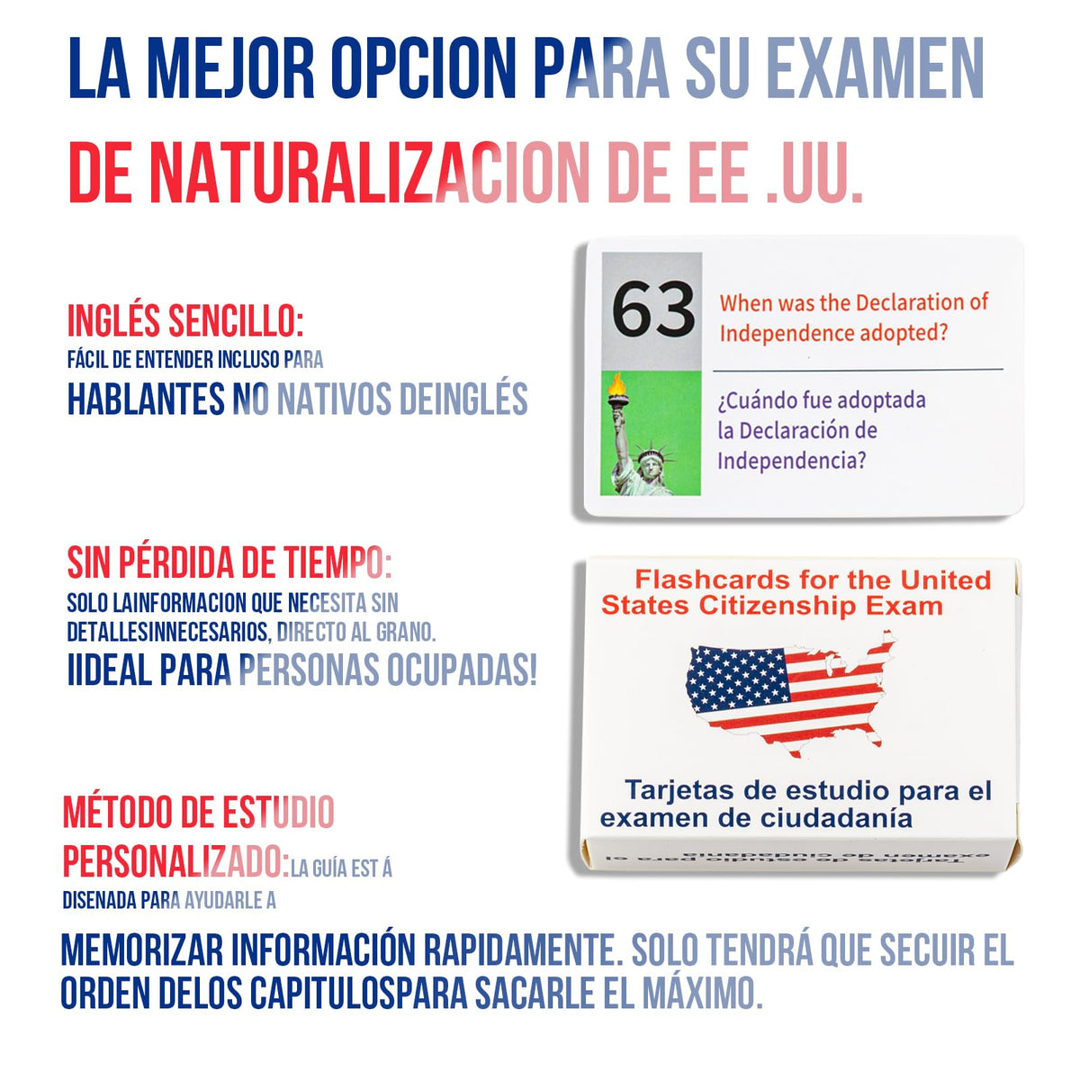UIONML US Civic Test Flash Cards 2026 – Bilingual English & Spanish (100 Questions) – Citizenship Prep